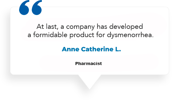 Pharmacist endorses new dysmenorrhea relief product.